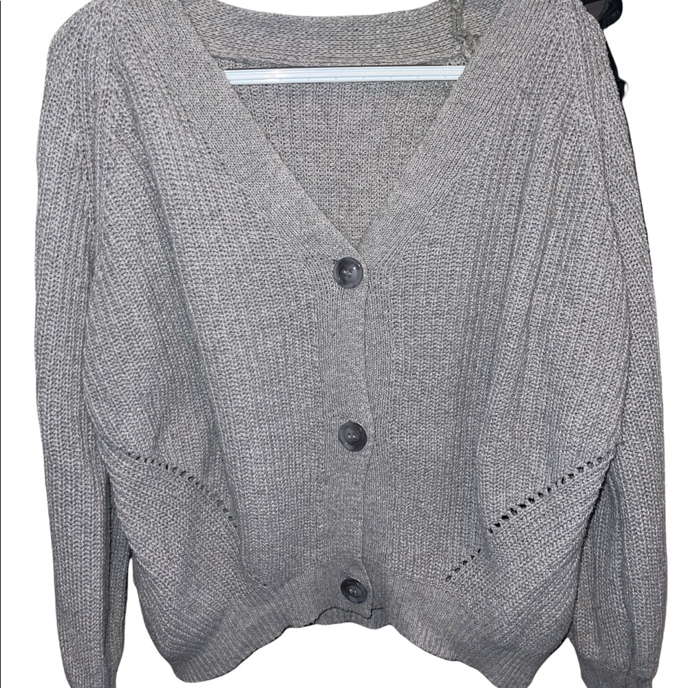 Gray button down sweater
